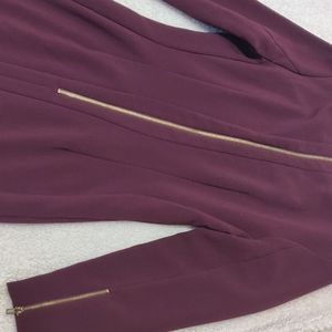 Maroon Dress, Zipper Detail
